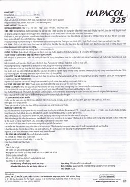 Thuốc Hapacol 325 DHG điều trị đau đầu, đau nửa đầu, đau răng (10 vỉ x 10 viên)