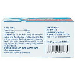 Thuốc Hapacol Blue 500 DHG điều trị đau đầu, đau nửa đầu, đau răng (10 vỉ x 10 viên)