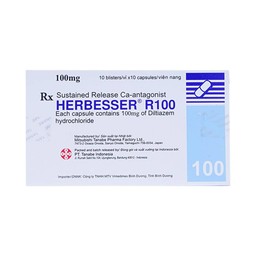 Thuốc Herbesser R100 điều trị tăng huyết áp vô căn, đau thắt ngực ổn định (10 vỉ x 10 viên)