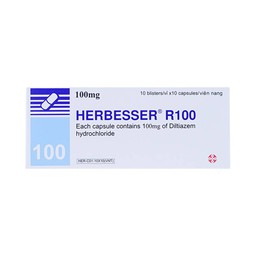 Thuốc Herbesser R100 điều trị tăng huyết áp vô căn, đau thắt ngực ổn định (10 vỉ x 10 viên)