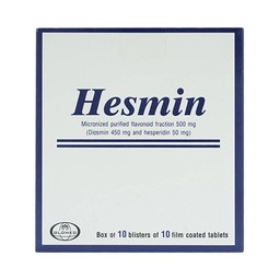 Thuốc Hesmin 500mg Glomed điều trị các triệu chứng và dấu hiệu của suy tĩnh mạch và bệnh trĩ (10 vỉ x 10 viên)