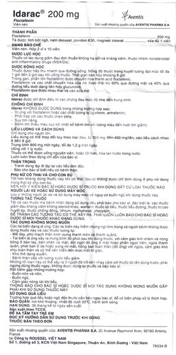 Thuốc Idarac 200mg Roussel điều trị các chứng đau mức độ nhẹ đến trung bình (2 vỉ x 10 viên)
