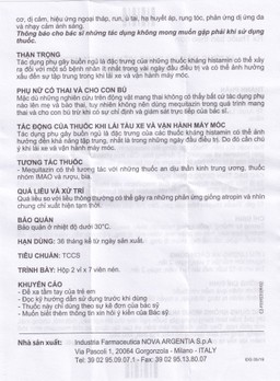 Viên nén Itametazin 5mg Nova Argentia điều trị hen do phấn hoa, viêm mũi dị ứng, viêm kết mạc (2 vỉ x 7 viên)