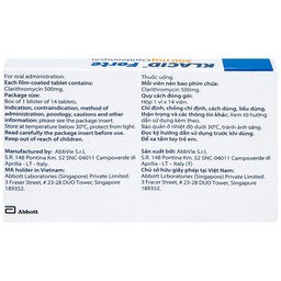 Thuốc Klacid Forte 500mg Abbott điều trị nhiễm trùng đường hô hấp (14 viên)