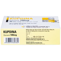 Viên nang cứng Kupdina 100mg Korea United Pharm điều trị đau trong lạc nội mạc tử cung, u xơ tuyến vú (3 vỉ x 10 viên)