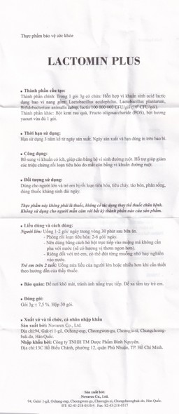 Cốm bổ sung lợi khuẩn Lactomin Plus Novarex (30 gói)