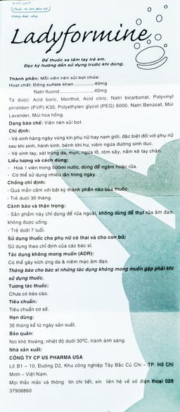 Thuốc vệ sinh phụ nữ Ladyformine USP vệ sinh vùng kín sau sinh, hành kinh, khí hư, viêm ngứa (4 vỉ x 4 viên)