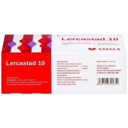 Viên nén Lercastad 10 Stella điều trị tăng huyết áp nguyên phát từ nhẹ đến trung bình (6 vỉ x 10 viên)