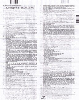 Viên nén Lisinopril Stella 10mg điều trị tăng huyết áp, suy tim sung huyết (10 vỉ x 10 viên)