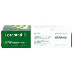 Viên nén Lorastad D 5mg Stella giảm viêm mũi dị ứng, mày đay (3 vỉ x 10 viên)