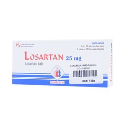 Viên nén Losartan 25mg Domesco điều trị tăng huyết áp, giảm bệnh tim mạch (1 vỉ x 10 viên)