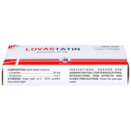 Thuốc Lovastatin 20mg Domesco phòng ngừa biến cố tim mạch (1 vỉ x 10 viên)