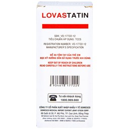 Thuốc Lovastatin 20mg Domesco phòng ngừa biến cố tim mạch (1 vỉ x 10 viên)