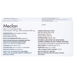 Viên đặt âm đạo Meclon Doppel Pharma điều trị viêm cổ tử cung, âm đạo (2 vỉ x 5 viên)