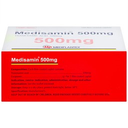 Thuốc Medisamin 500mg Mediplantex điều trị chảy máu ở bệnh ưa chảy máu, rong kinh (10 vỉ x 10 viên) 