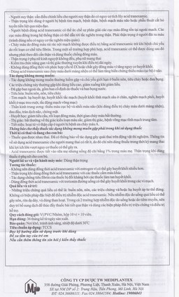 Thuốc Medisamin 500mg Mediplantex điều trị chảy máu ở bệnh ưa chảy máu, rong kinh (10 vỉ x 10 viên) 