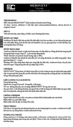 Viên nén Medovent 30mg Medochemie điều trị bệnh phế quản phổi cấp, mạn tính (10 vỉ x 10 viên)