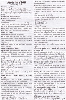 Viên đặt âm đạo Metrima 100 Dược 3-2 điều trị nấm candida (1 vỉ x 6 viên)