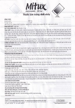 Thuốc bột uống Mitux 200mg DHG Pharma làm loãng chất nhầy đường hô hấp (24 gói x 1,5g)    	