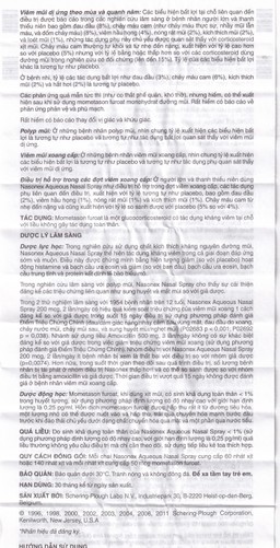 Thuốc xịt mũi Nasonex Bayer điều trị viêm mũi dị ứng (60 liều)