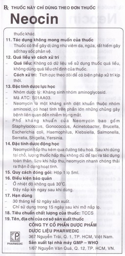 Thuốc nhỏ mắt Neocin Pharmedic điều trị viêm kết mạc, giác mạc (5ml)