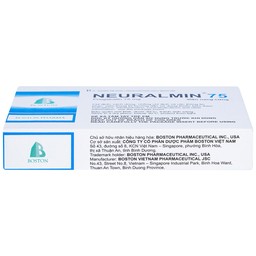 Viên nang cứng Neuralmin 75 Boston Pharma điều trị đau thần kinh, động kinh, rối loạn lo âu (2 vỉ x 14 viên)