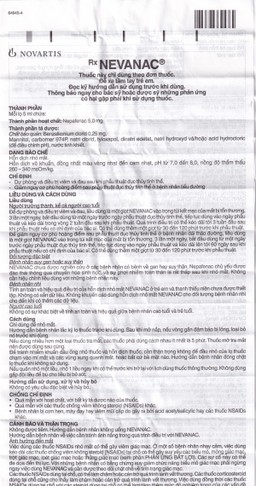 Thuốc nhỏ mắt Nevanac Alcon điều trị viêm, đau sau phẫu thuật đục thủy tinh thể (5ml)