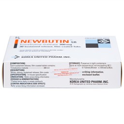 Viên nén Newbutin SR 300mg Korea United điều trị trào ngược dạ dày - thực quản (3 vỉ x 10 viên)