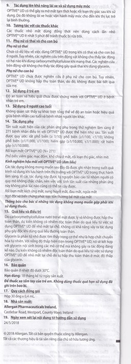 Thuốc nhỏ mắt Optive UD Allergan làm trơn mắt, giảm triệu chứng khô mắt (30 ống x 0.4ml)