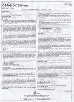 Thuốc Ospamox 500mg Imexpharm điều trị nhiễm trùng đường hô hấp, viêm phế quản (100 vỉ x 10 viên) 