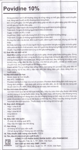 Dung dịch sát khuẩn Povidine 10% Pharmedic ngăn ngừa nhiễm khuẩn ở vết cắt, vết trầy (20ml)