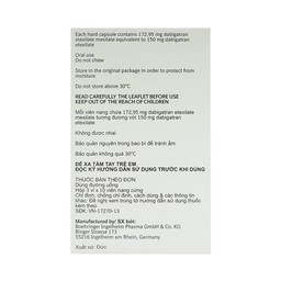 Viên nang cứng Pradaxa 150mg Boehringer phòng ngừa tai biến, đột quỵ (3 vỉ x 10 viên)