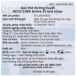 Que thử đường huyết Accu Chek Active (25 que)