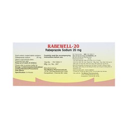 Thuốc Rabewell 20mg Madras Pharm điều trị trào ngược dạ dày (3 vỉ x 10 viên)