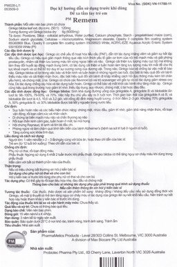 Thuốc Remem Probiotec điều trị suy tuần hoàn não, di chứng tai biến mạch máu não (4 vỉ x 15 viên)