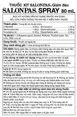 Thuốc xịt Salonpas giảm đau, kháng viêm các cơn đau cơ, đau vai (80ml) 