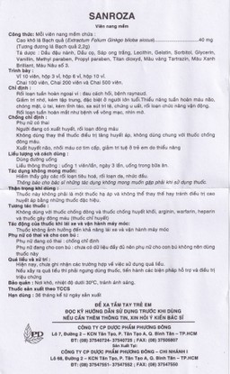 Thuốc Sanroza 40mg Phương Đông điều trị đau cách hồi, bệnh raynaud (10 vỉ x 10 viên)