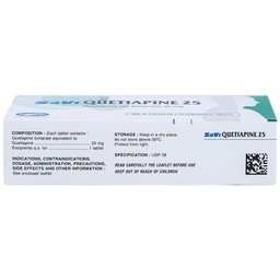Thuốc Savi Quetiapine 25 điều trị tâm thần phân liệt (3 vỉ x 10 viên)