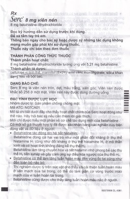 Thuốc Serc Abbott điều trị chóng mặt, mất thính giác, ù tai (4 vỉ x 25 viên)