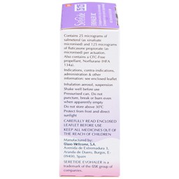 Khí dung Seretide Evohaler DC 25/125 Gsk điều trị hen phế quản, tắc nghẽn phổi mạn tính (120 liều)