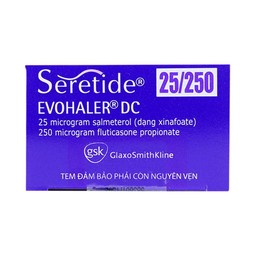 Khí dung Seretide Evohaler DC 25/250 Gsk điều trị hen phế quản, tắc nghẽn phổi mạn tính (120 liều)
