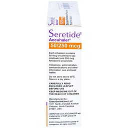 Bột hít phân liều Seretide Evohaler DC 50/250 Gsk điều trị hen phế quản, tắc nghẽn phổi mạn tính (60 liều)
