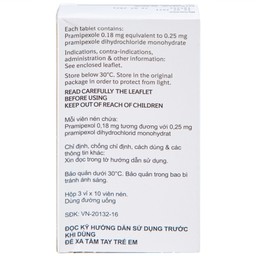 Thuốc Sifrol 0.25mg Boehringer điều trị bệnh parkinson (3 vỉ x 10 viên)