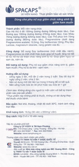 Viên uống Spacaps IMC giúp bổ huyết, tăng nội tiết tố nữ (3 vỉ x 10 viên)