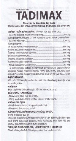 Thuốc Tadimax Danapha điều trị phì đại lành tính tuyến tiền liệt và u xơ tử cung (42 viên)