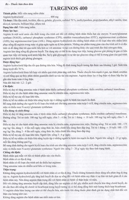 Thuốc Targinos 400 Mebiphar điều trị duy trì tăng amoniac máu (12 vỉ x 5 viên)