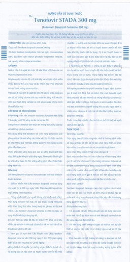 Thuốc Tenofovir STADA 300mg điều trị nhiễm HIV-1, viêm gan B (3 vỉ x 10 viên) 