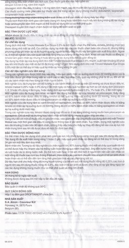 Dung dịch nhỏ mắt Timolol Maleate Eye Drops 0.5% Alcon điều trị tăng nhãn áp (5ml)