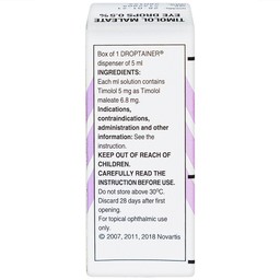 Dung dịch nhỏ mắt Timolol Maleate Eye Drops 0.5% Alcon điều trị tăng nhãn áp (5ml)