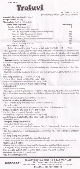 Cao Lỏng Traluvi Traphaco điều trị biếng ăn, ra mồ hôi trộm (100ml)